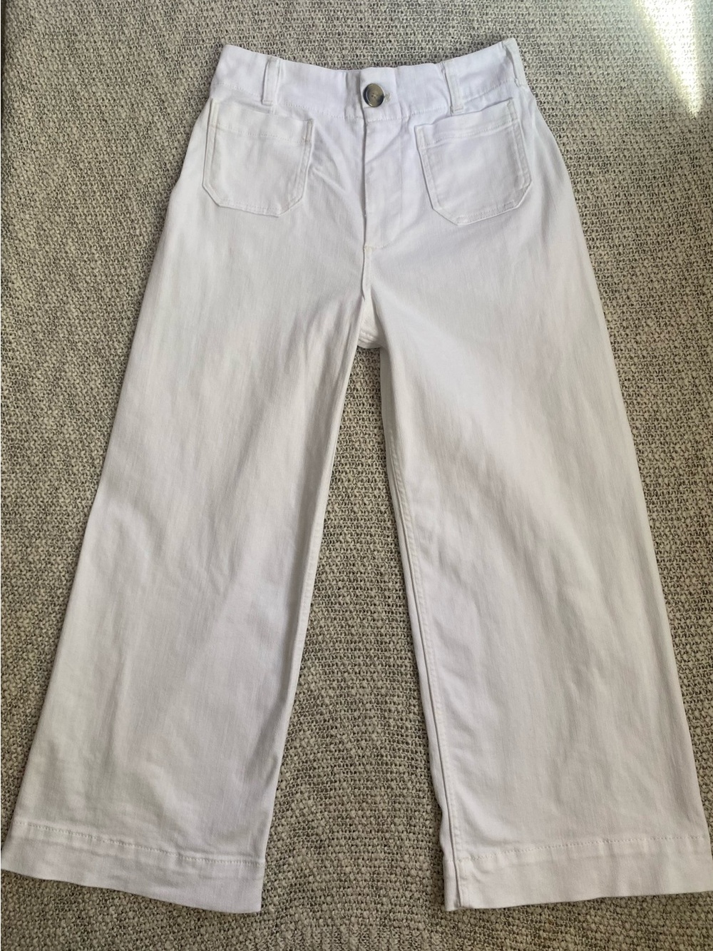 Anthropologie Maeve White Colette High Rise Crop Wide Leg Patch Pocket Pants 29 - Picture 3 of 13